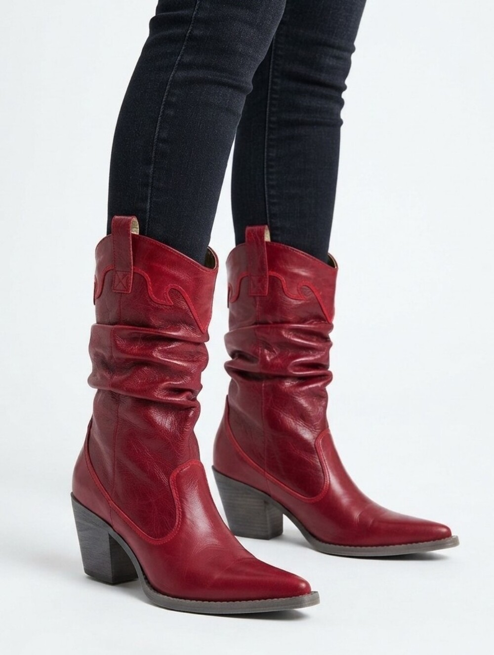 Chocolat Leather Upper Western Cowgirl Boots Size 9 Red